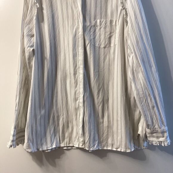 Max Mara Weekend White Striped Cotton Shirt Size 14 - Picture 5 of 15